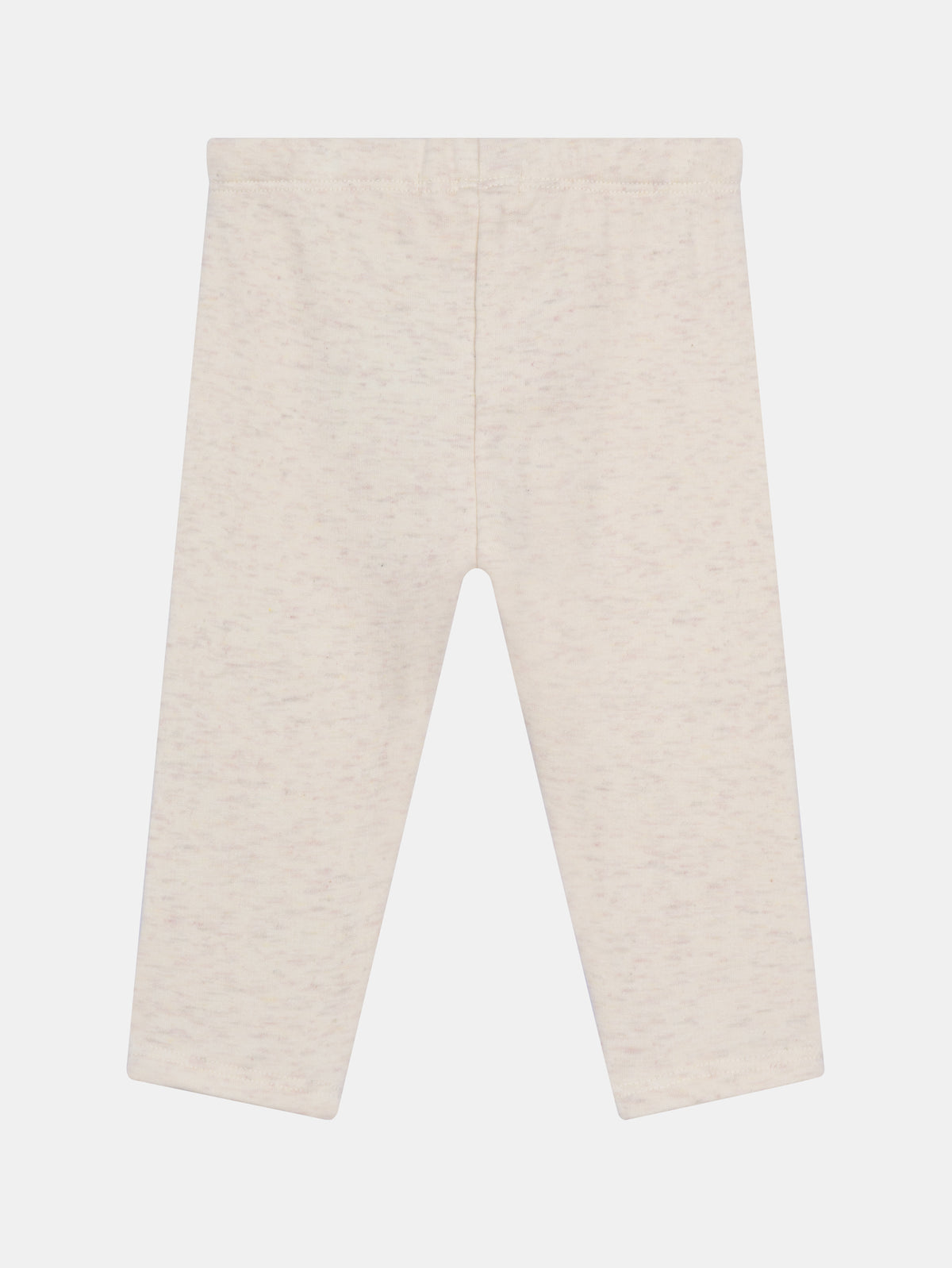 Pantaloni ecru con toppe a forma di cuore sulle ginocchia per bambina