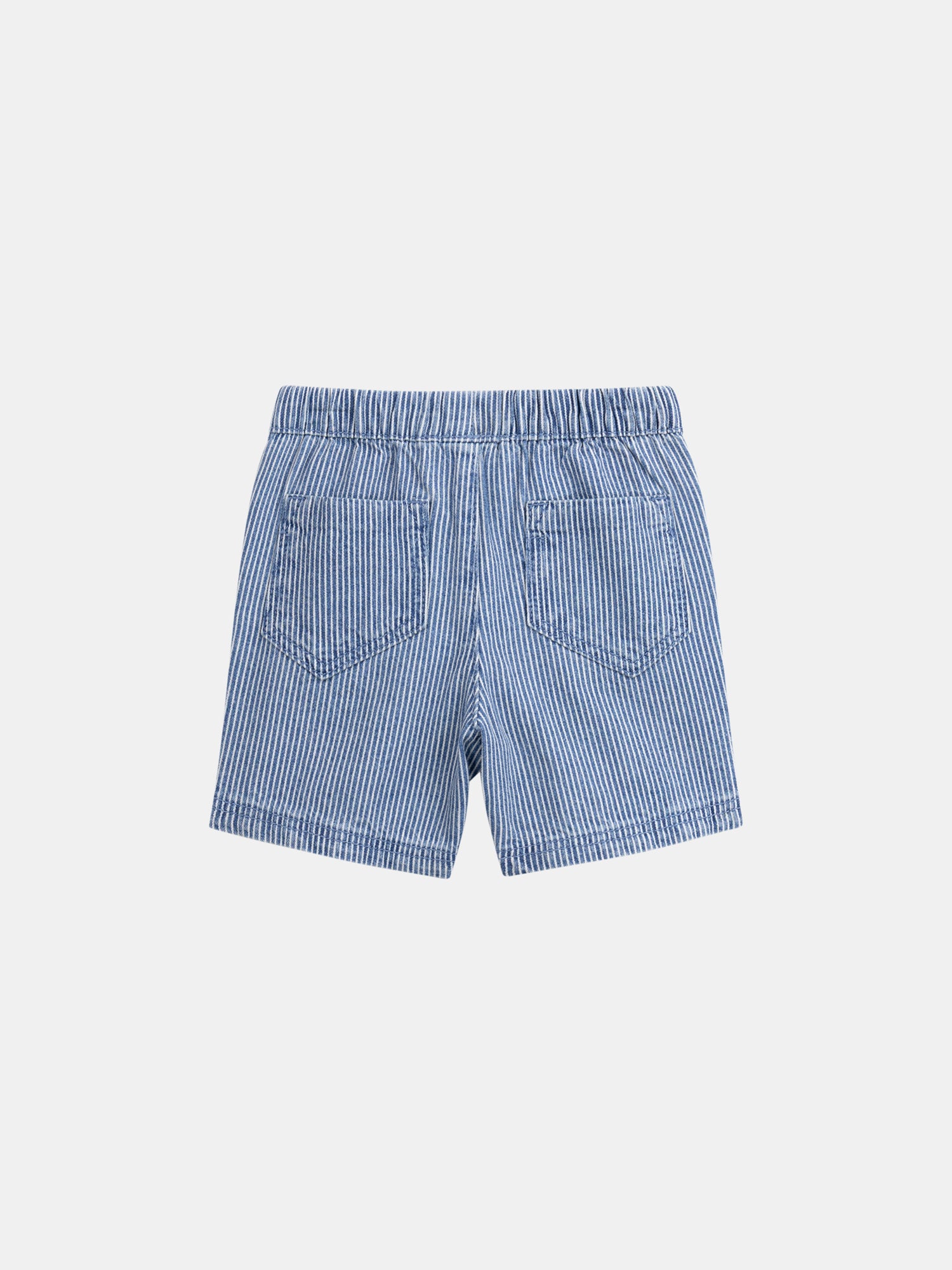 Bermuda in denim a righe "Play" blu e écru per bambino