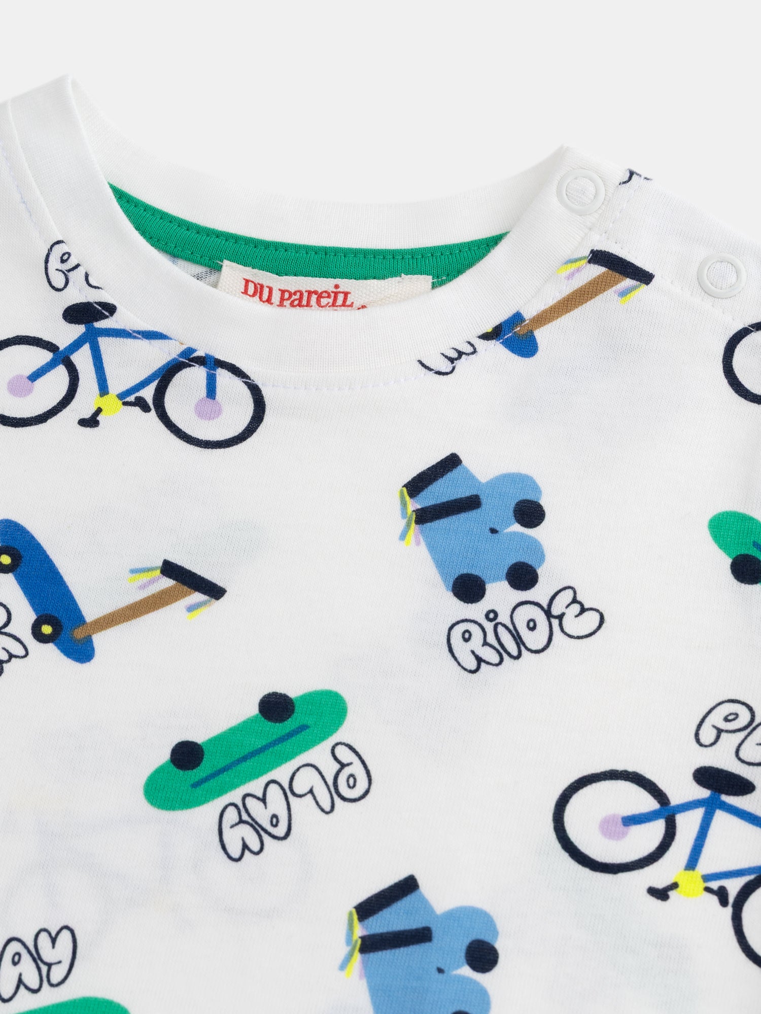 T-shirt ecru con stampa "Ride" integrale per bambino