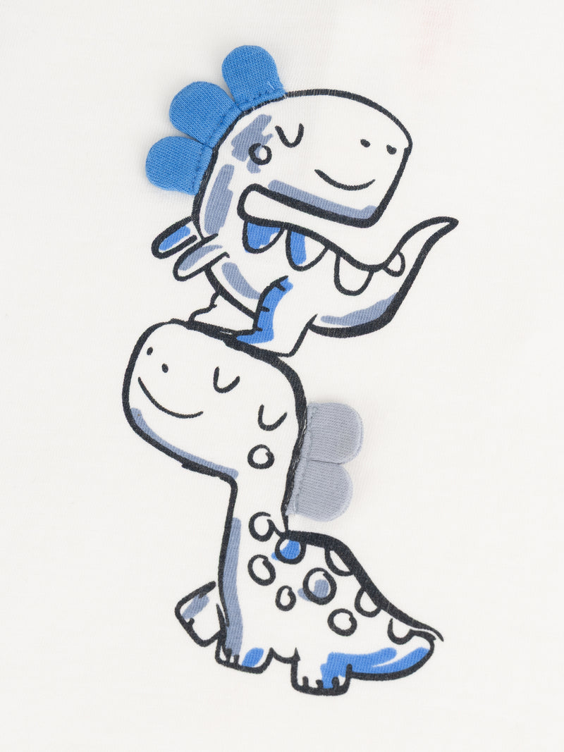 T-Shirt a Maniche Lunghe Bicolore "Dinosauro" per Bambino