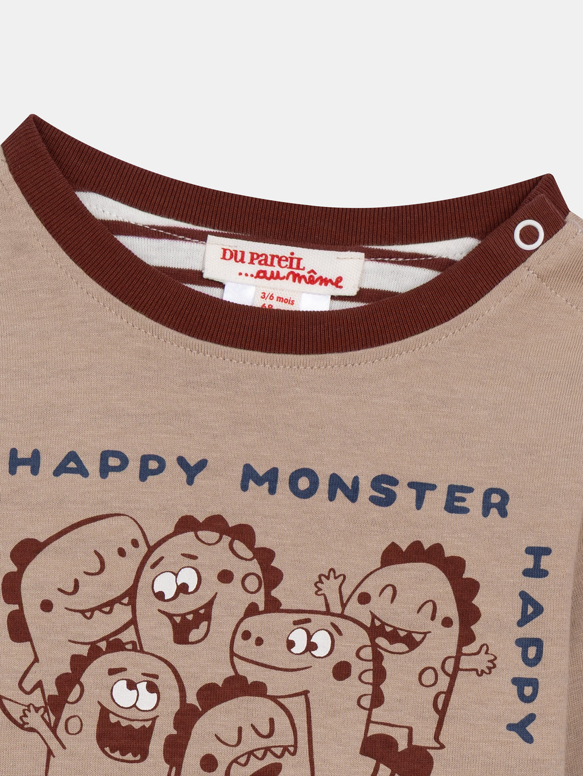 T-shirt a maniche lunghe reversibile "Happy Monster" per bambino