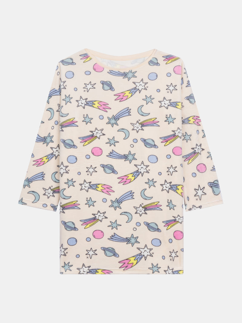 Pigiama a 2 pezzi in velluto e leggings con stampa galassia per ragazze