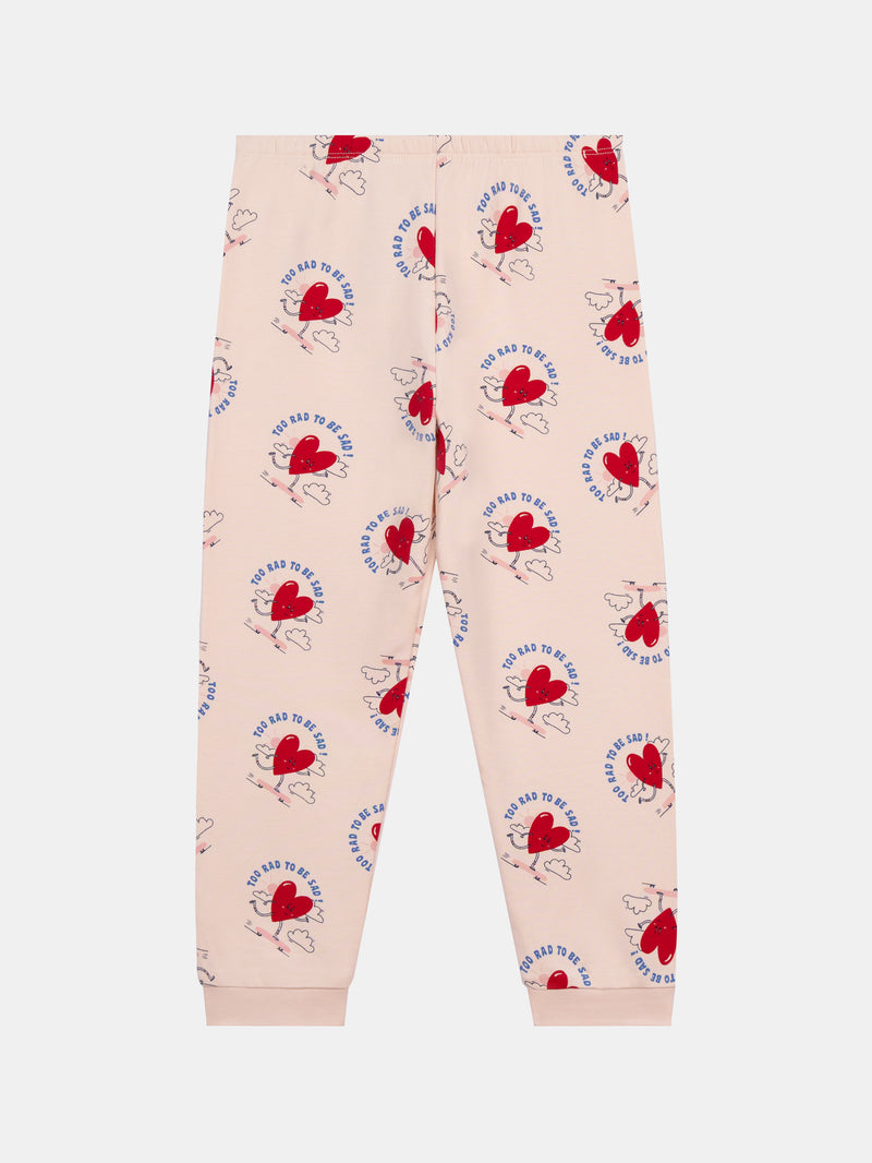 Pigiama rosa in felpa "My Heart Beats for Riding" per bambina