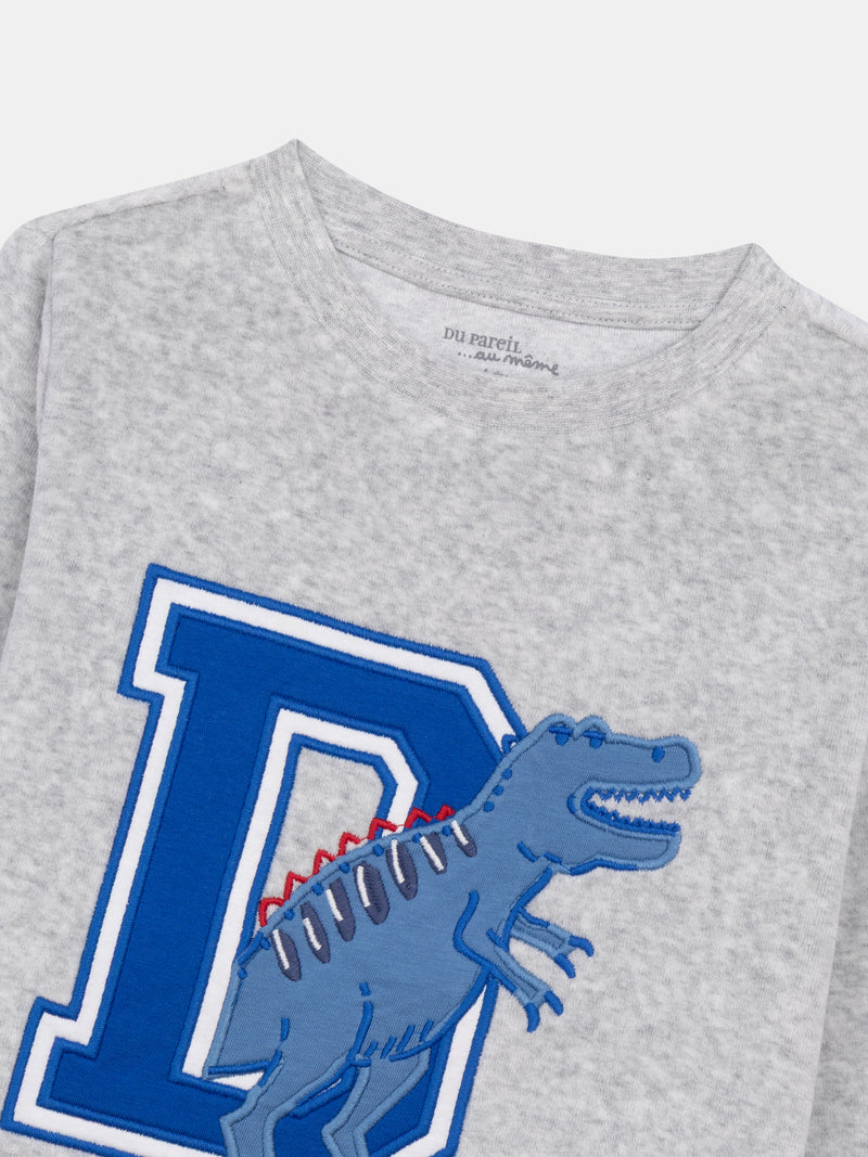 Pigiama 2 pezzi in velluto grigio "DPAM Dinosauri" per bambino