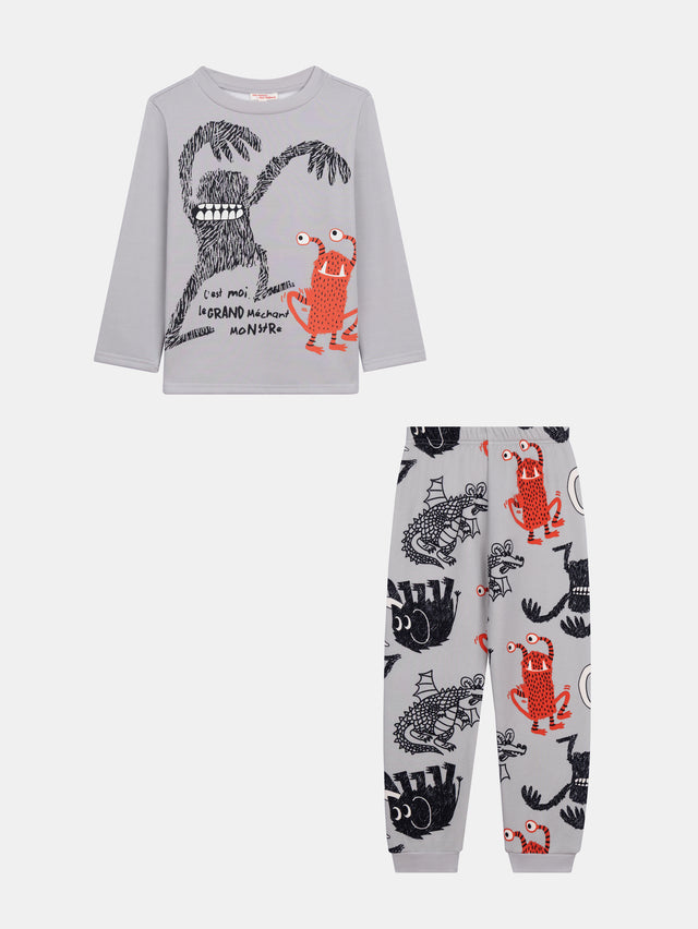 Pigiama 2 pezzi in felpa "MONSTERS" fosforescente per bambini