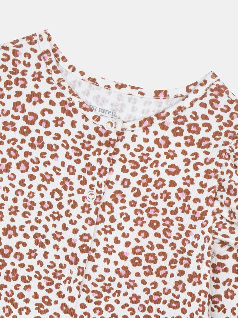 Tutina Stampata Leopardo Floreale per Bambina
