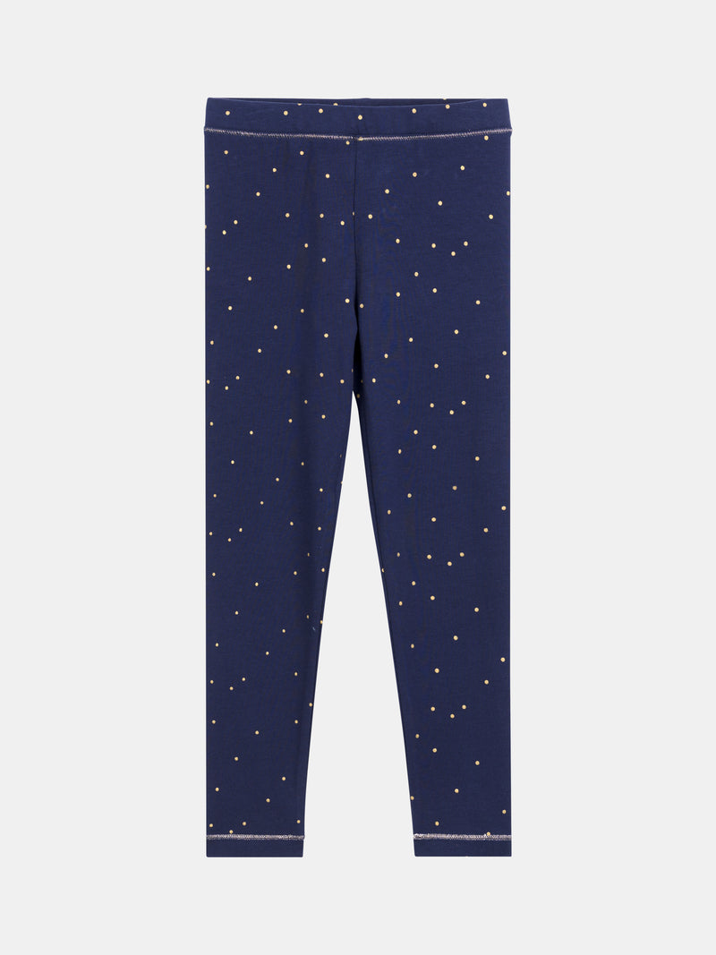 Leggings blu marino a pois per ragazze