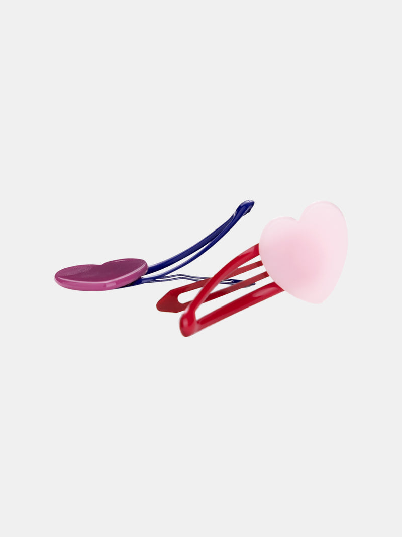Set di 4 fermagli multicolori e cuori per ragazze