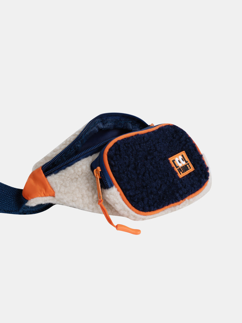 Borsa Beige con Pelliccia Sintetica e Assemblaggio Tricolore per Ragazzi