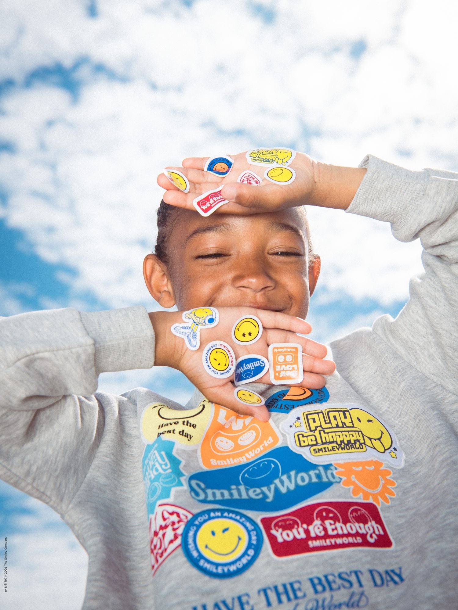 Felpa grigia mélange con stampa SMILEYWORLD per bambino