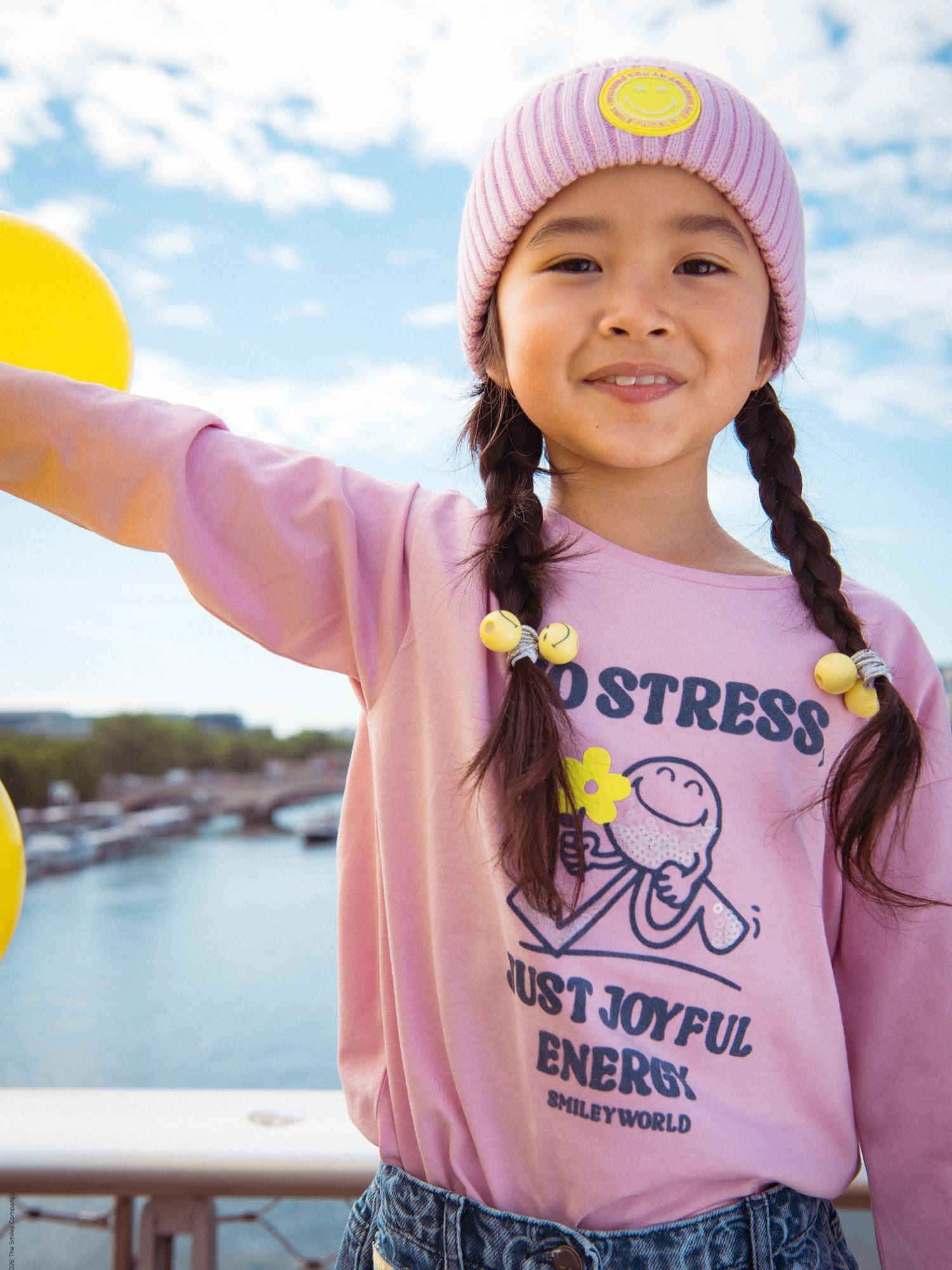 T-shirt rosa a maniche lunghe con stampa SMILEYWORLD per ragazze