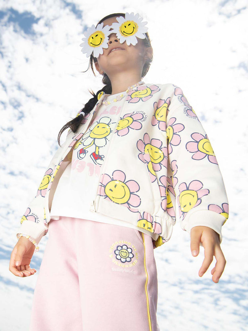 Felpa stampata SMILEYWORLD fiori per ragazze