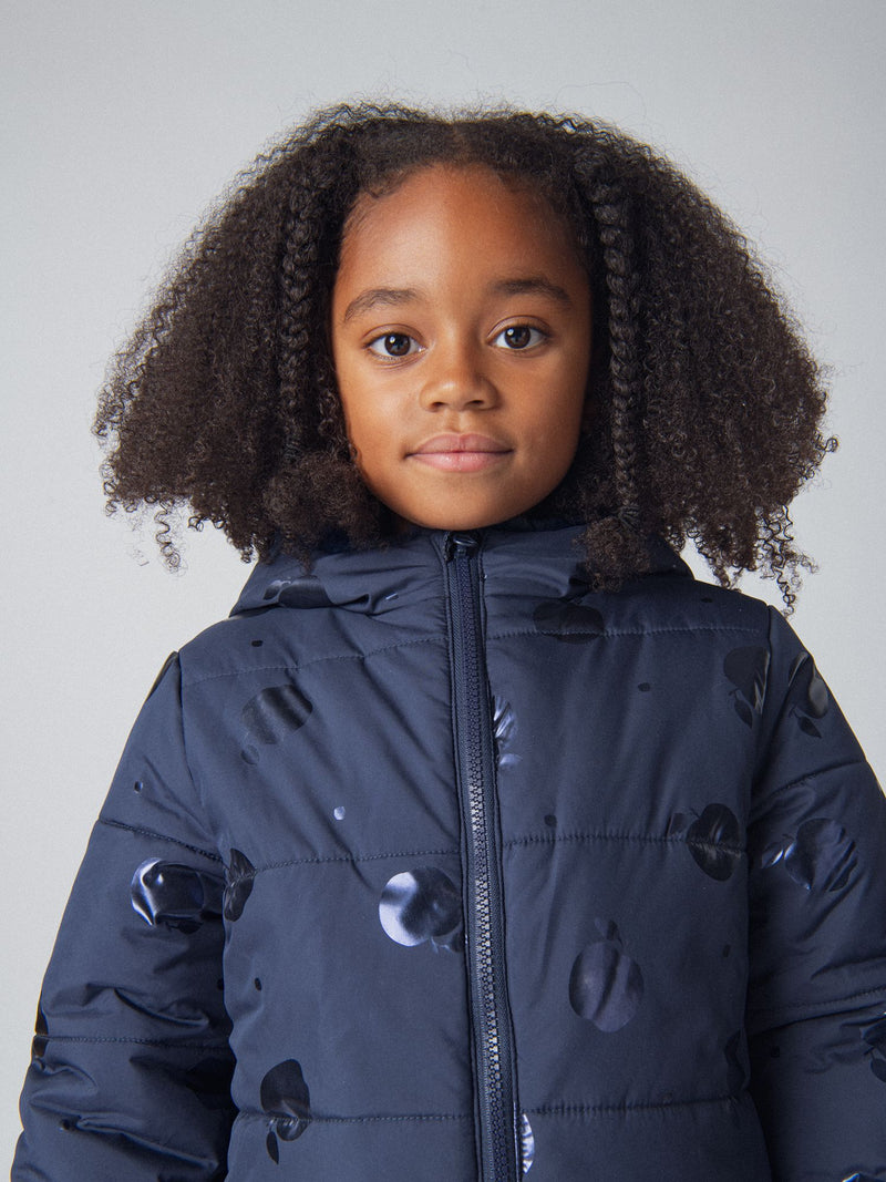 Parka reversibile con stampa di mele per ragazze