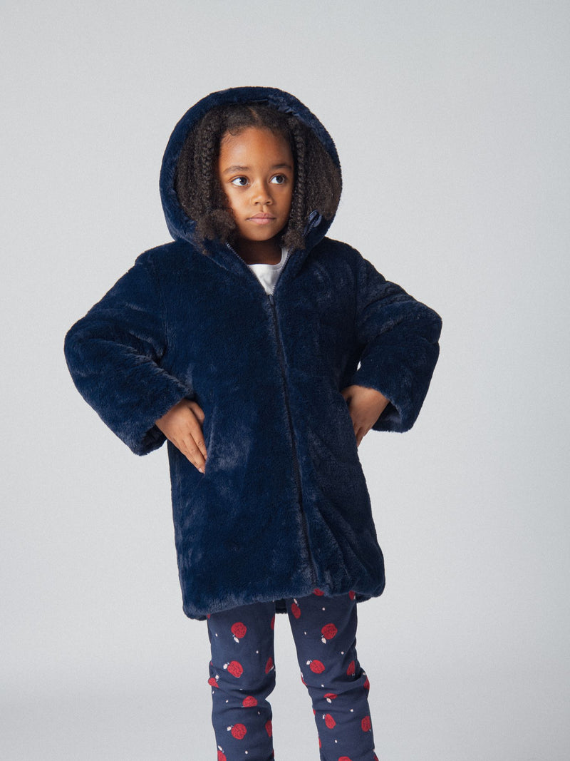 Parka reversibile con stampa di mele per ragazze