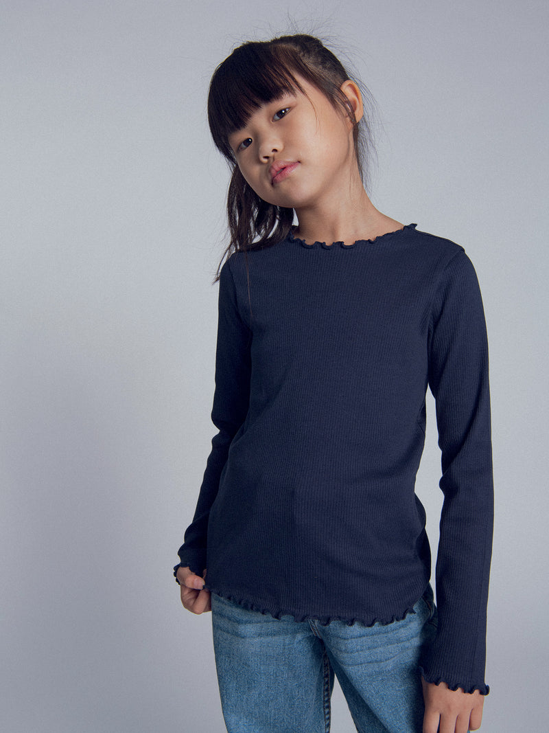 T-shirt marina a maniche lunghe per ragazze