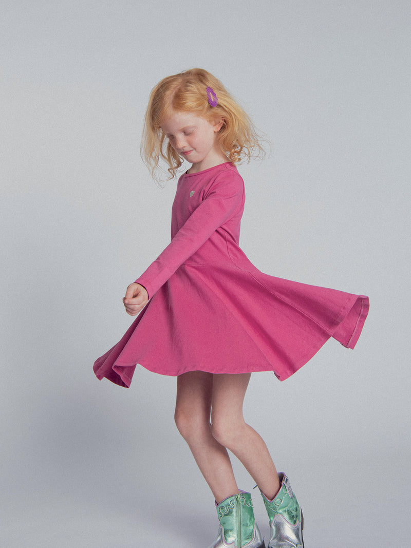 Vestito rosa con ricamo a cuore per ragazze