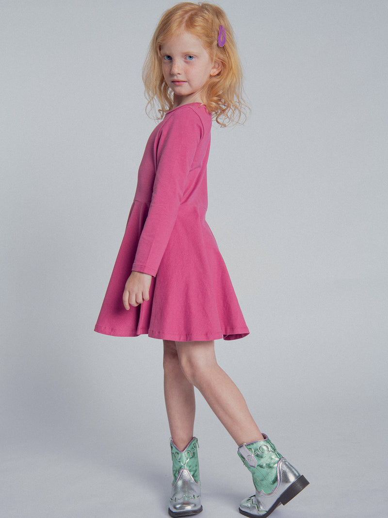 Vestito rosa con ricamo a cuore per ragazze