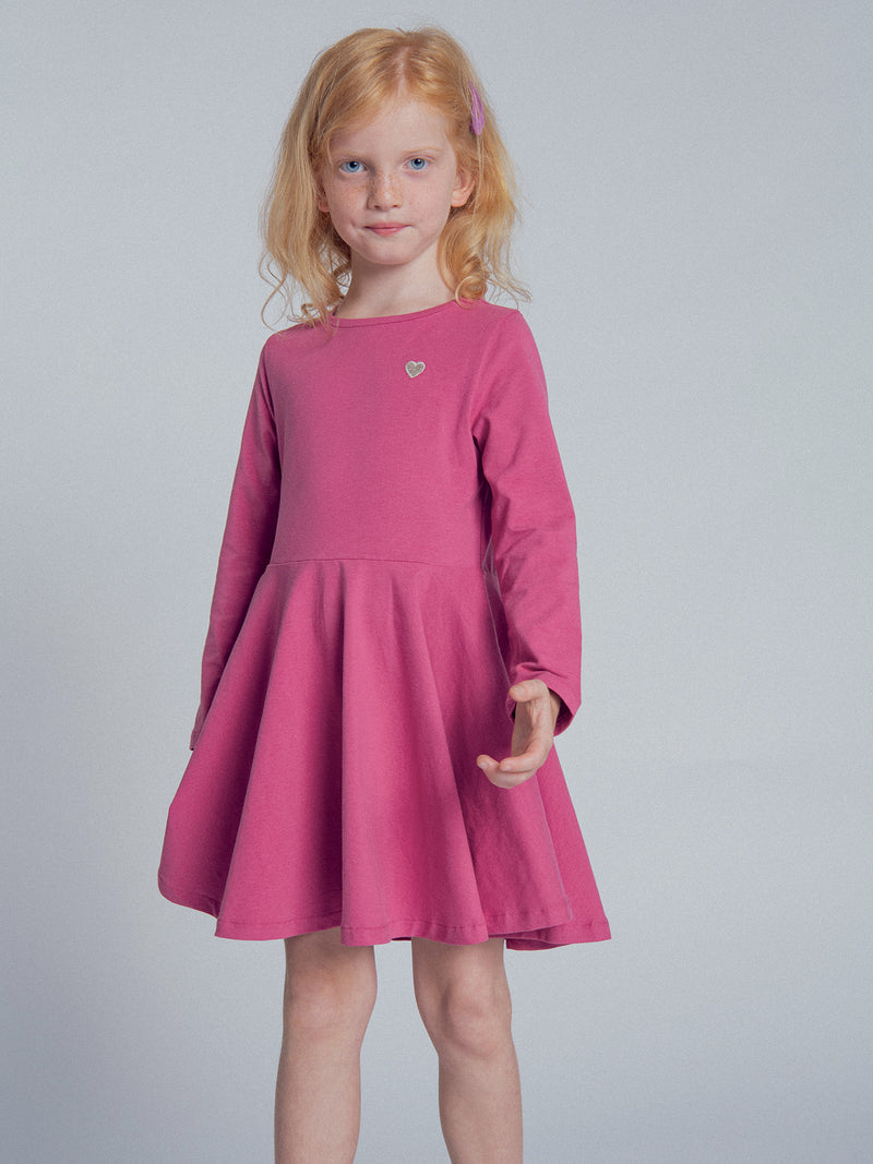 Vestito rosa con ricamo a cuore per ragazze