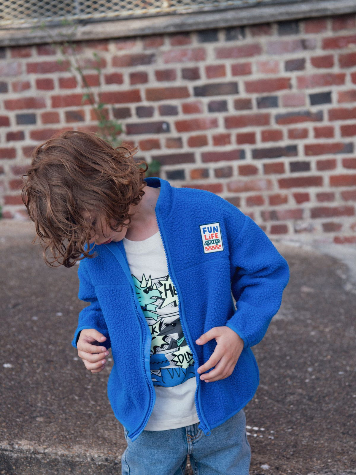 Gilet blu con zip per ragazzi