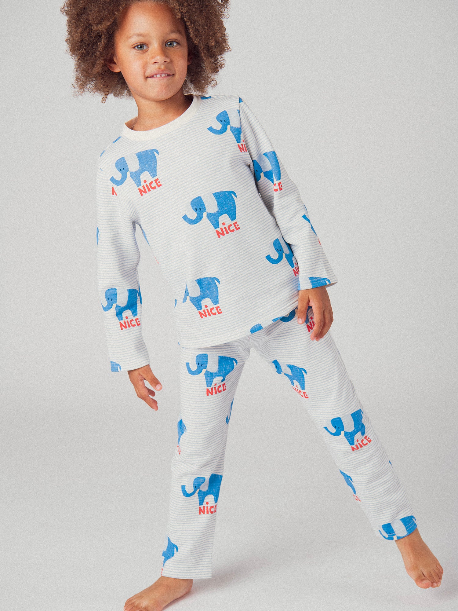 Pyjama 2 pièces à rayures et éléphants "NICE" pour bébé garçon