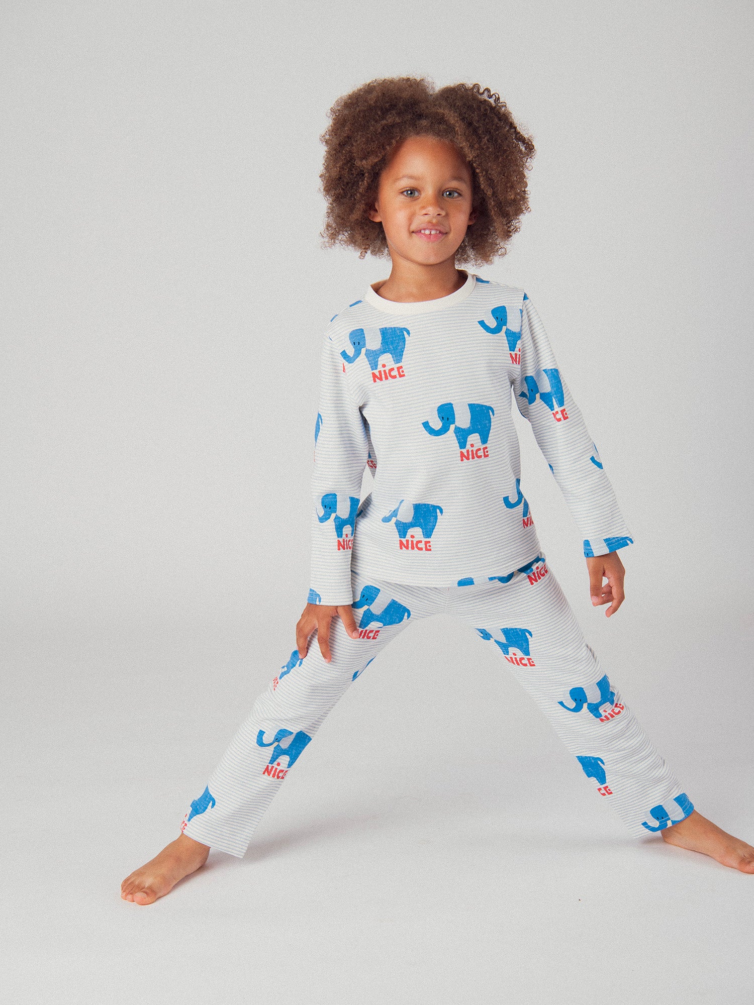 Pyjama 2 pièces à rayures et éléphants "NICE" pour bébé garçon