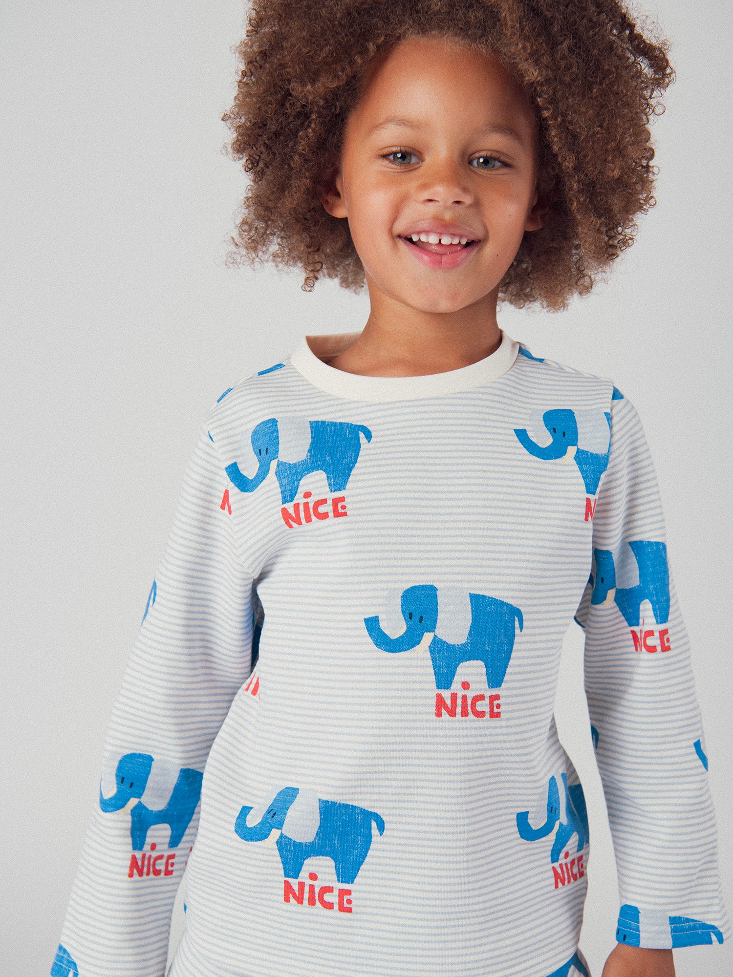 Pyjama 2 pièces à rayures et éléphants "NICE" pour bébé garçon
