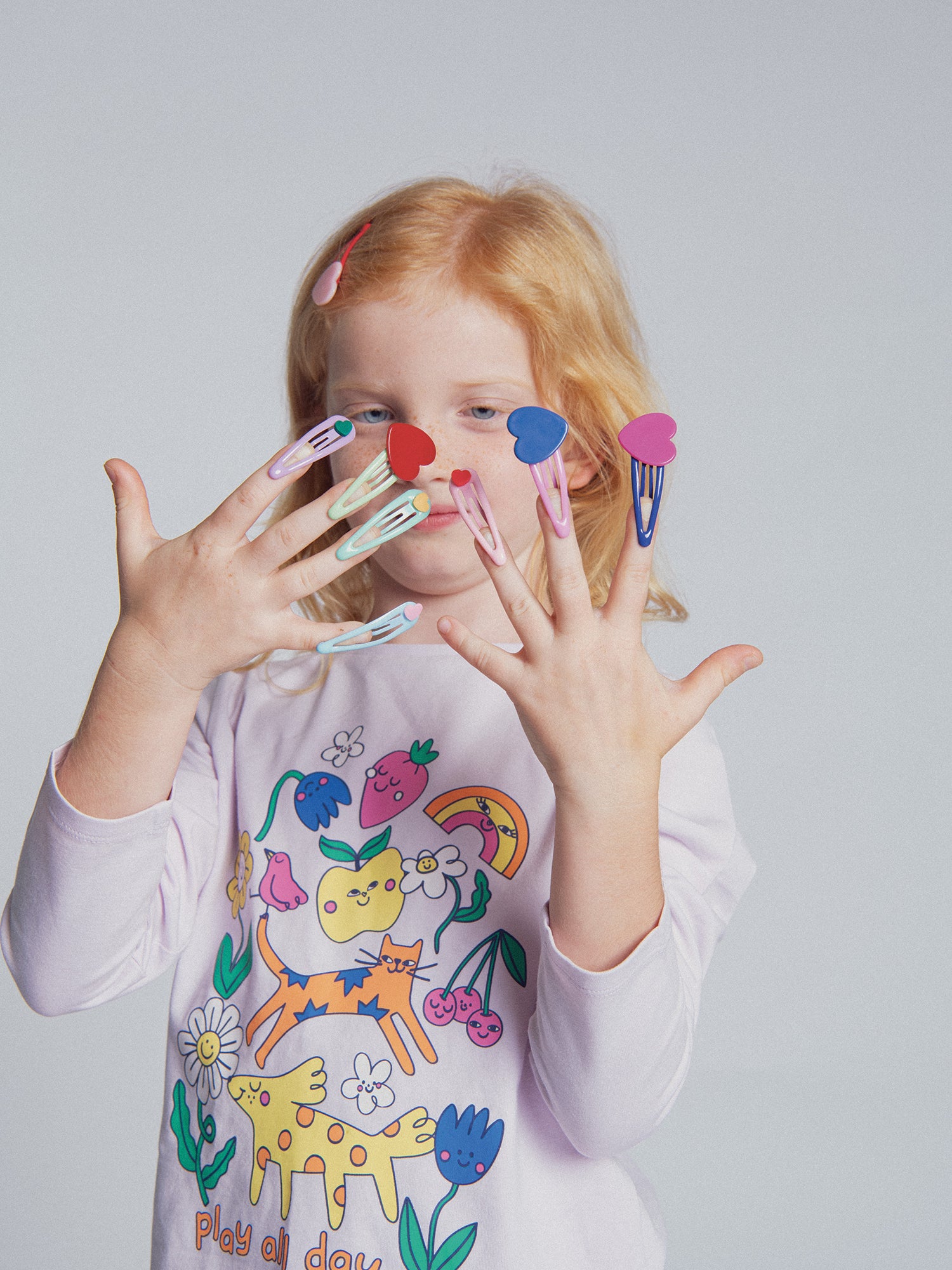 Pigiama 2 pezzi viola "Play all day" fosforescente per bambina