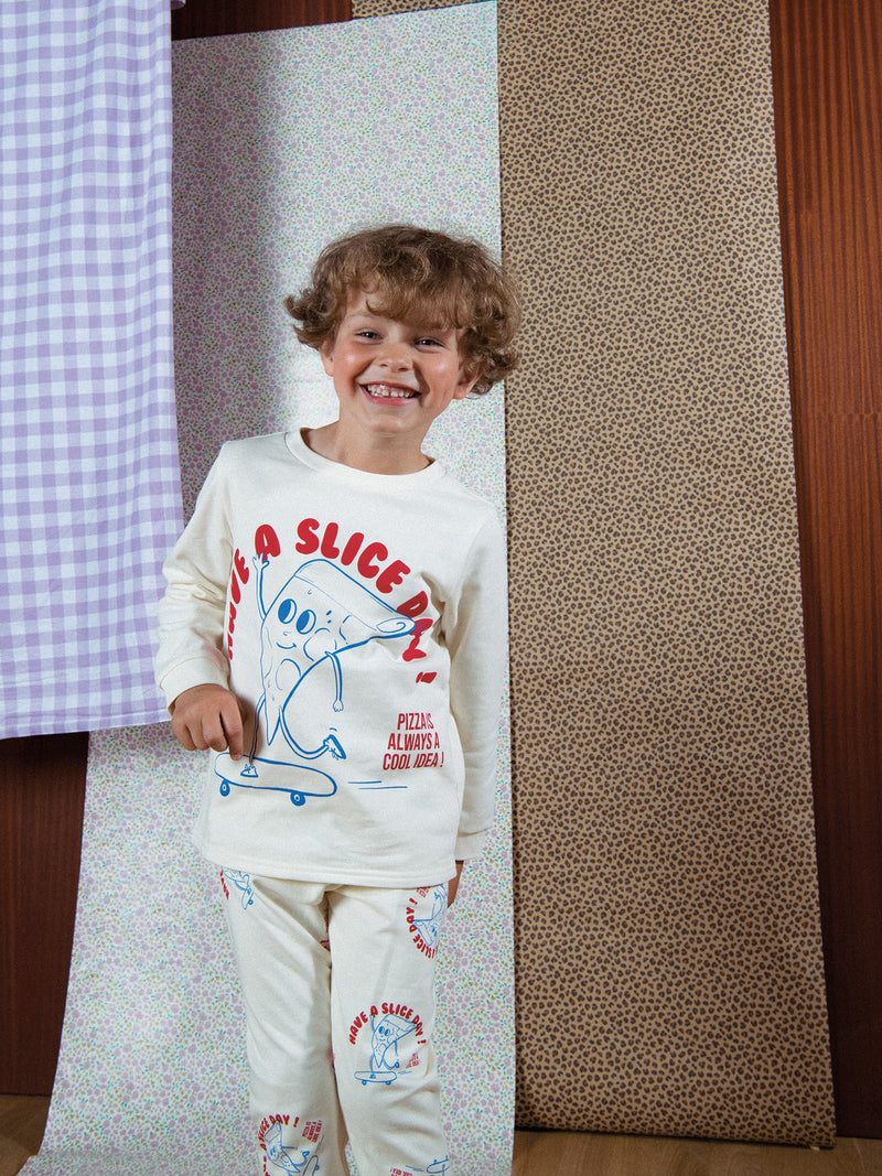 Pyjama 2 pièces en molleton imprimé "Have a Slice Day! " pour enfant garçon