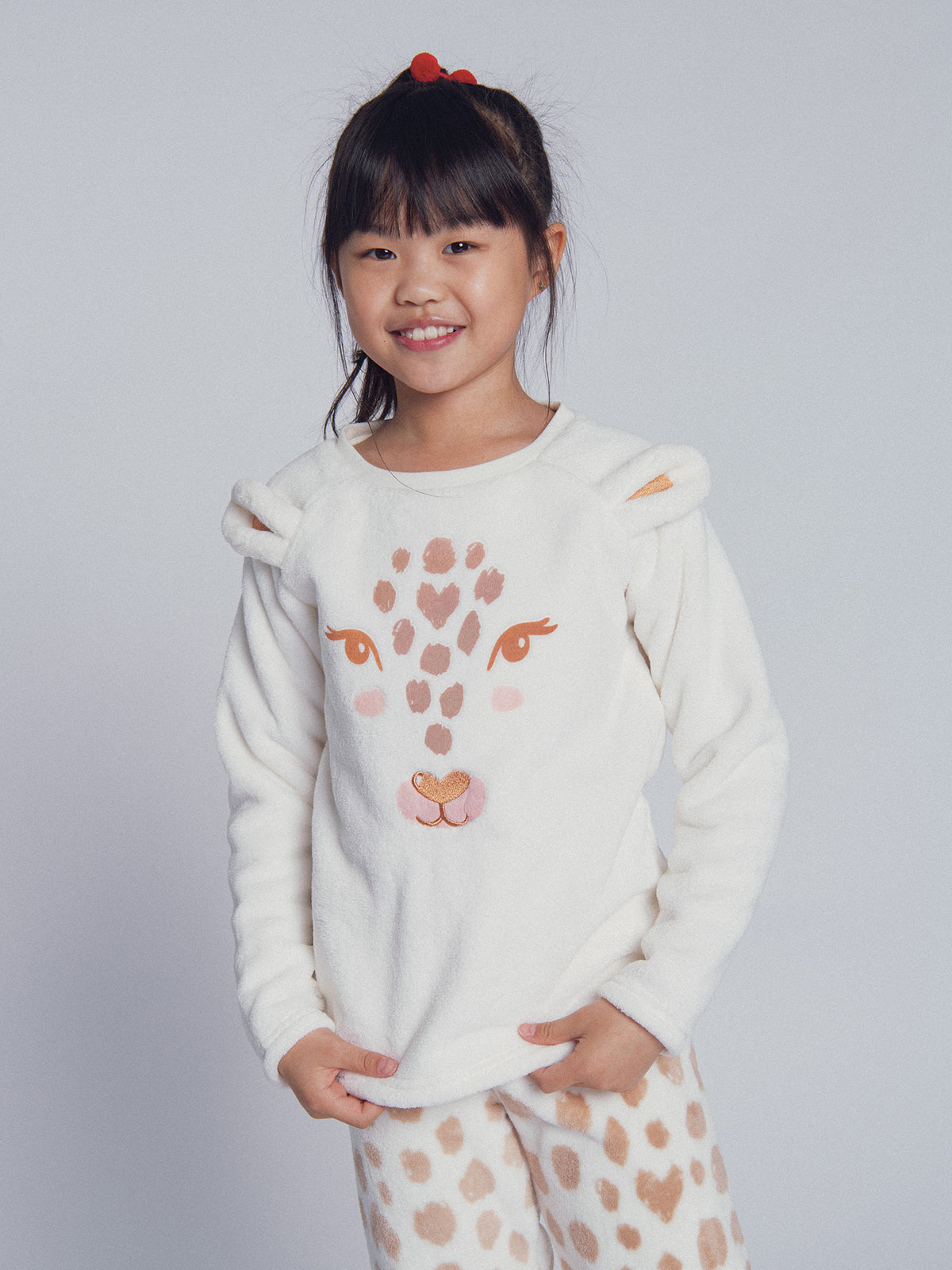 Pigiama ecru "Testa di Leopardo" per bambina