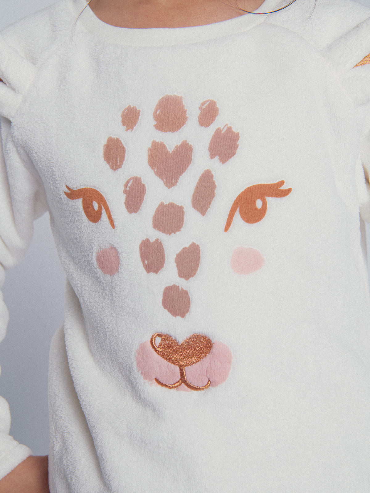Pigiama ecru "Testa di Leopardo" per bambina