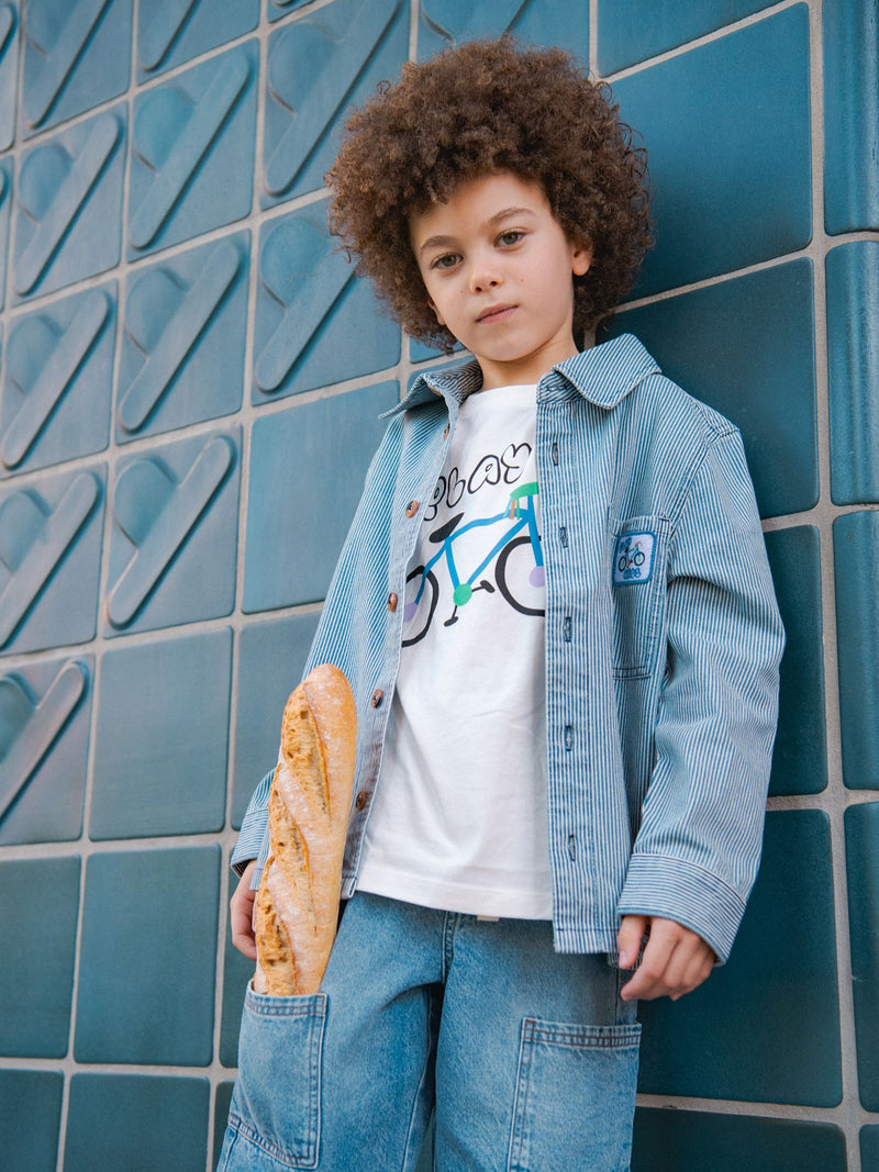 Chemise en denim à rayures bleues et blanches pour garçon