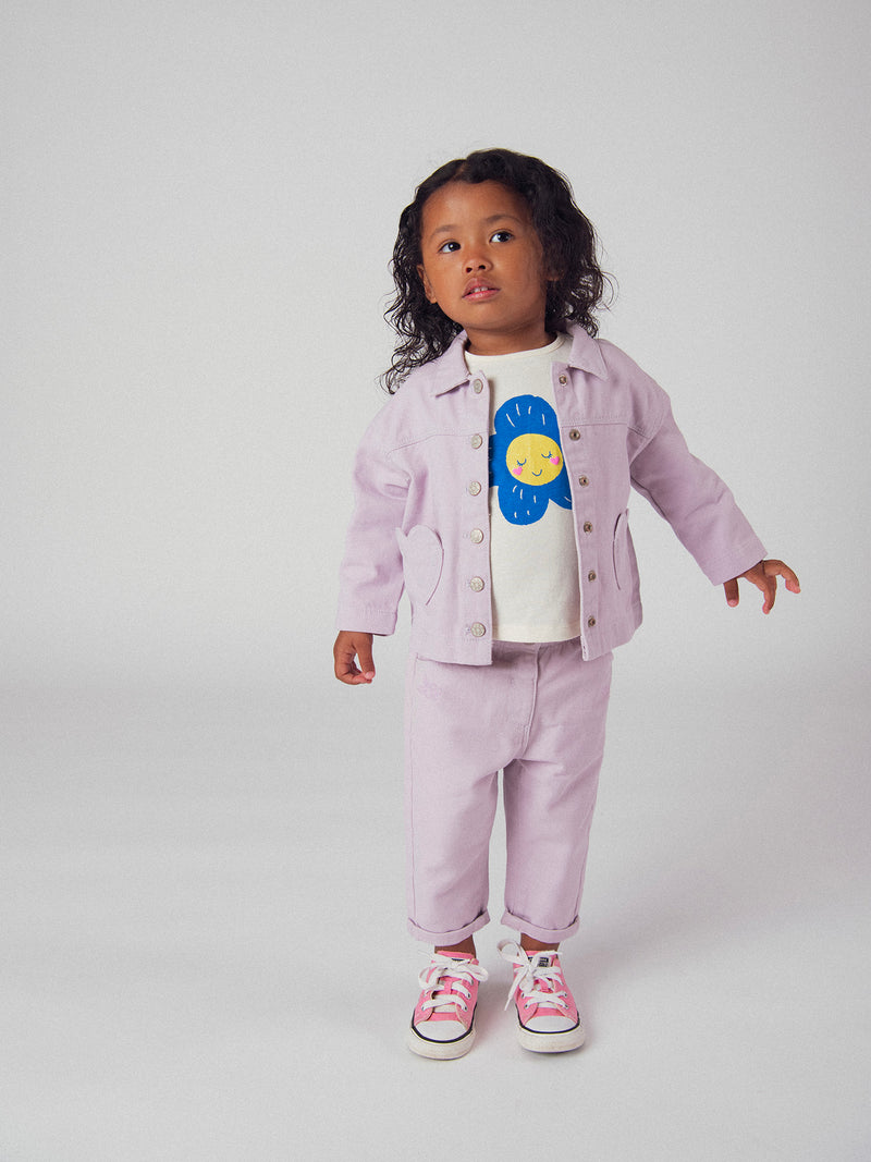 Veste rose parme en twill à poches cœurs pour bébé fille