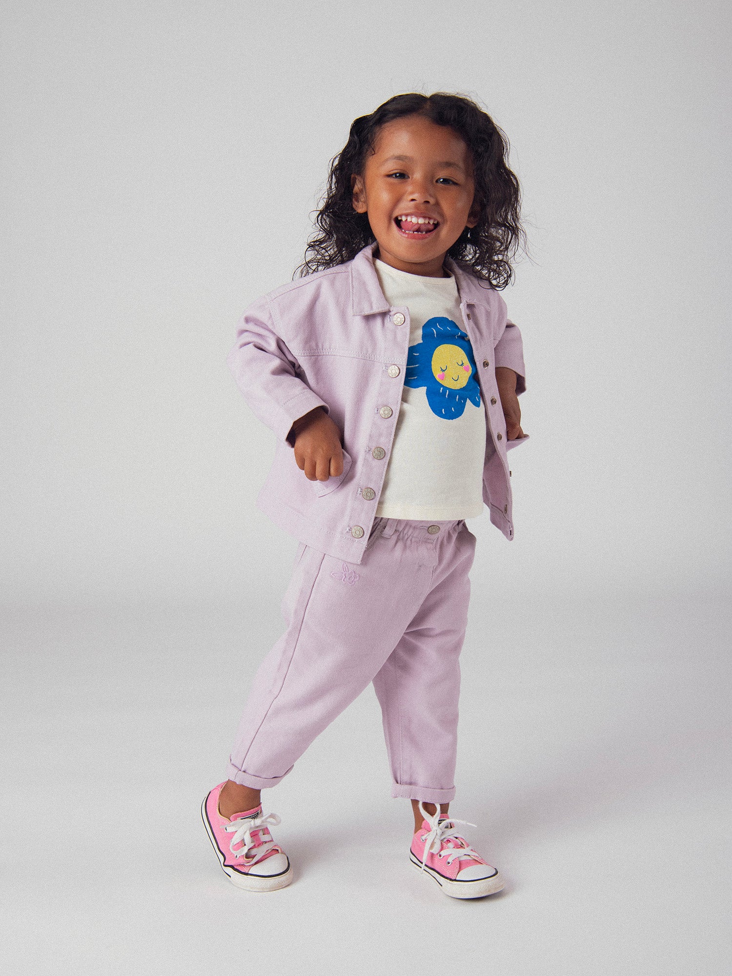 Pantaloni rosa lilla in twill per bambina