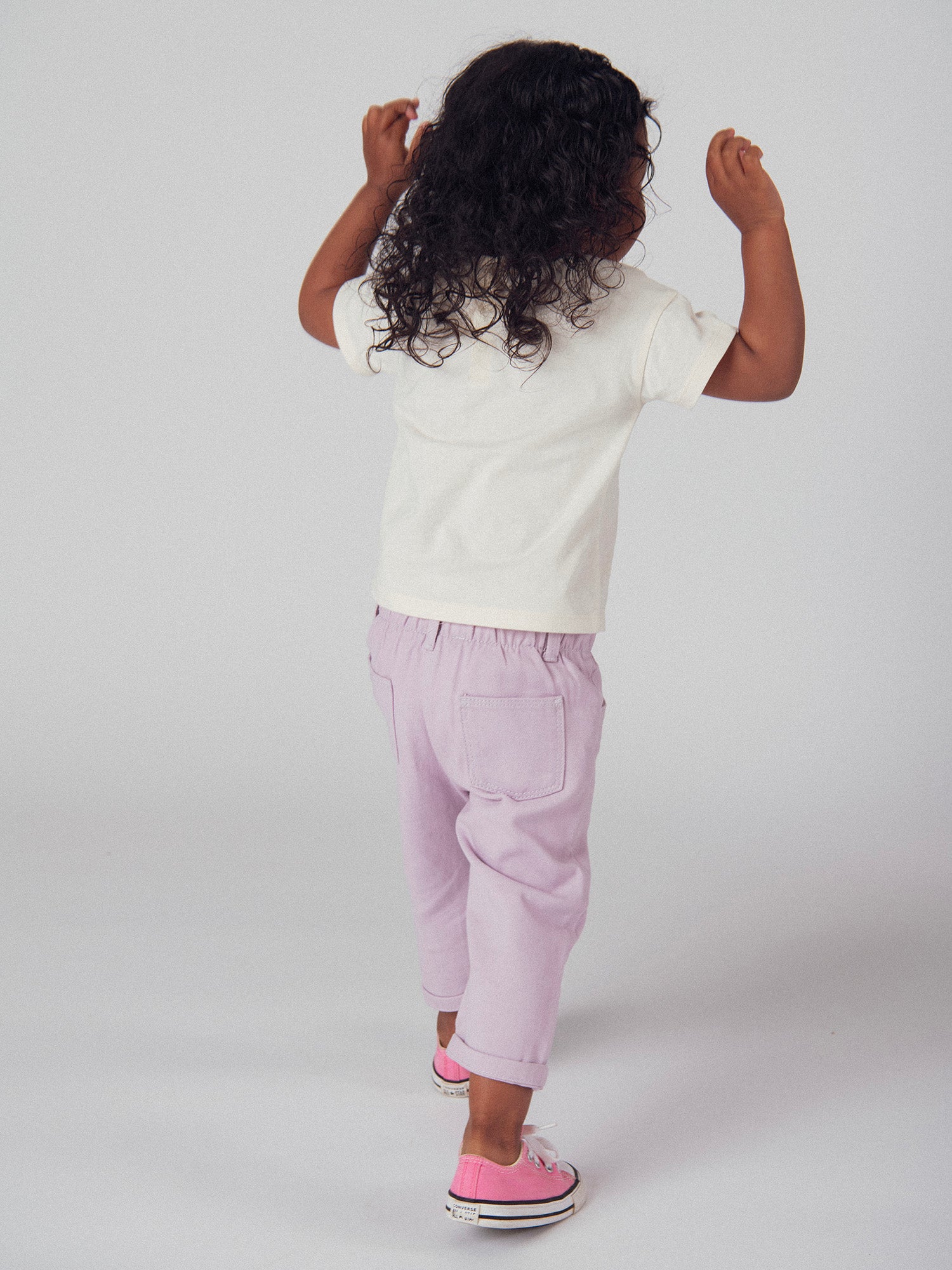 Pantaloni rosa lilla in twill per bambina