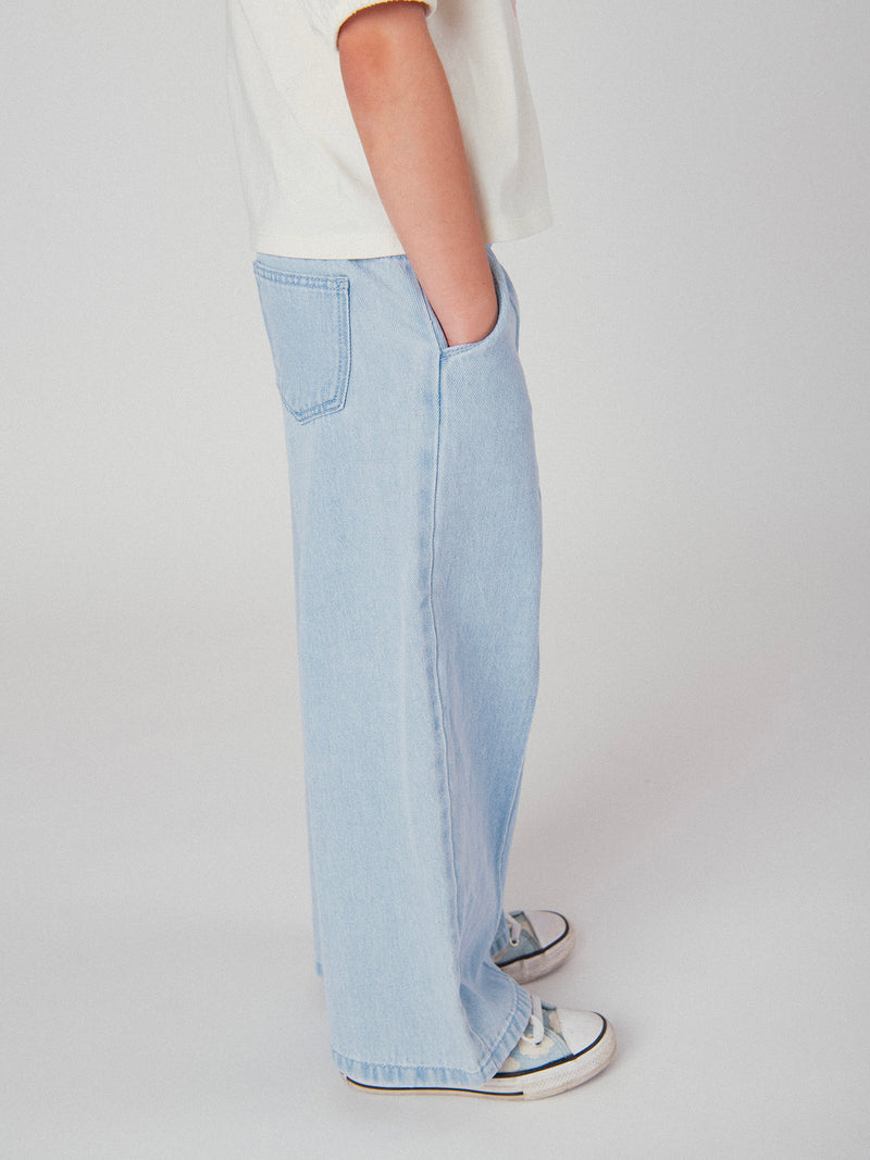 Pantaloni in denim azzurro chiaro con tasche per ragazze