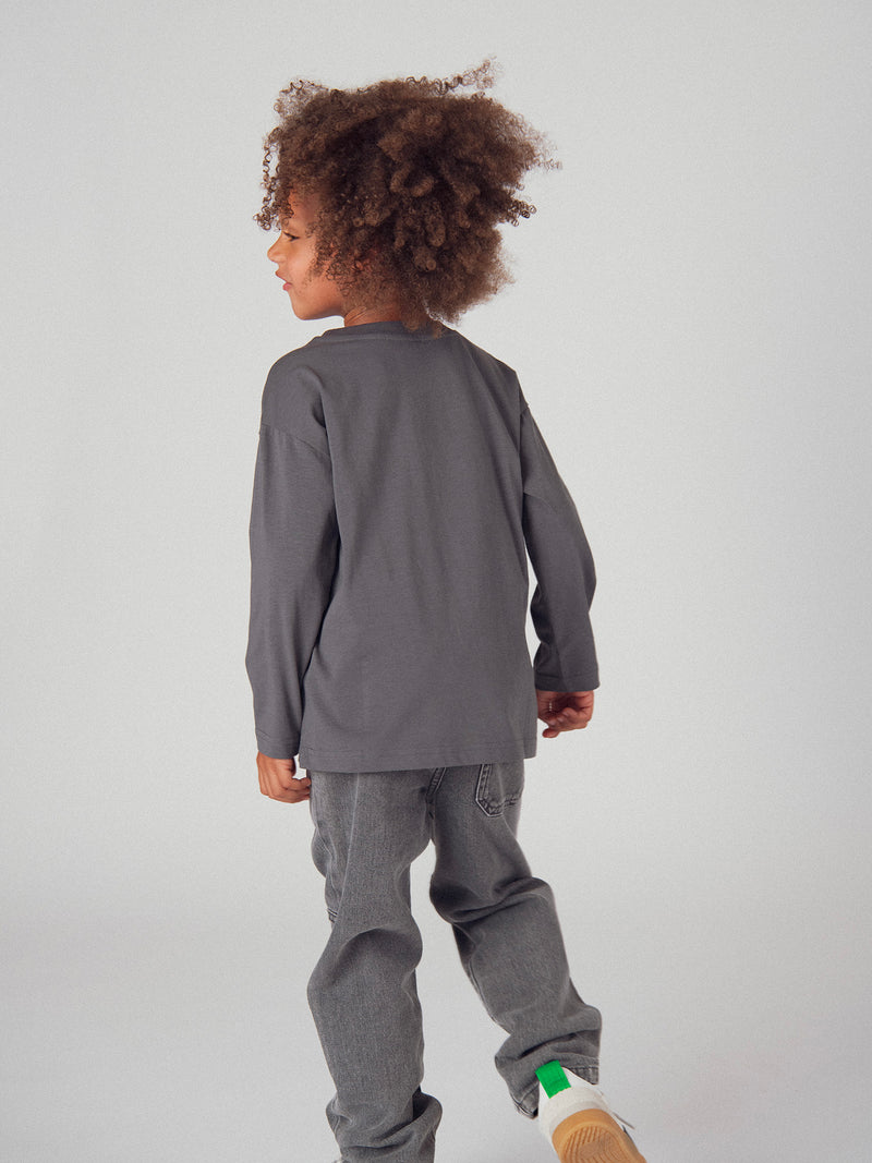 Jeans in denim grigio con tasche per ragazzi