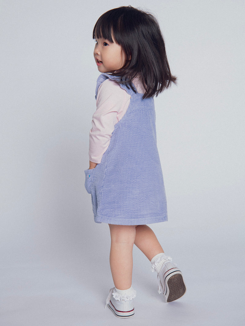 Vestito a bretelle in velluto blu per bambina