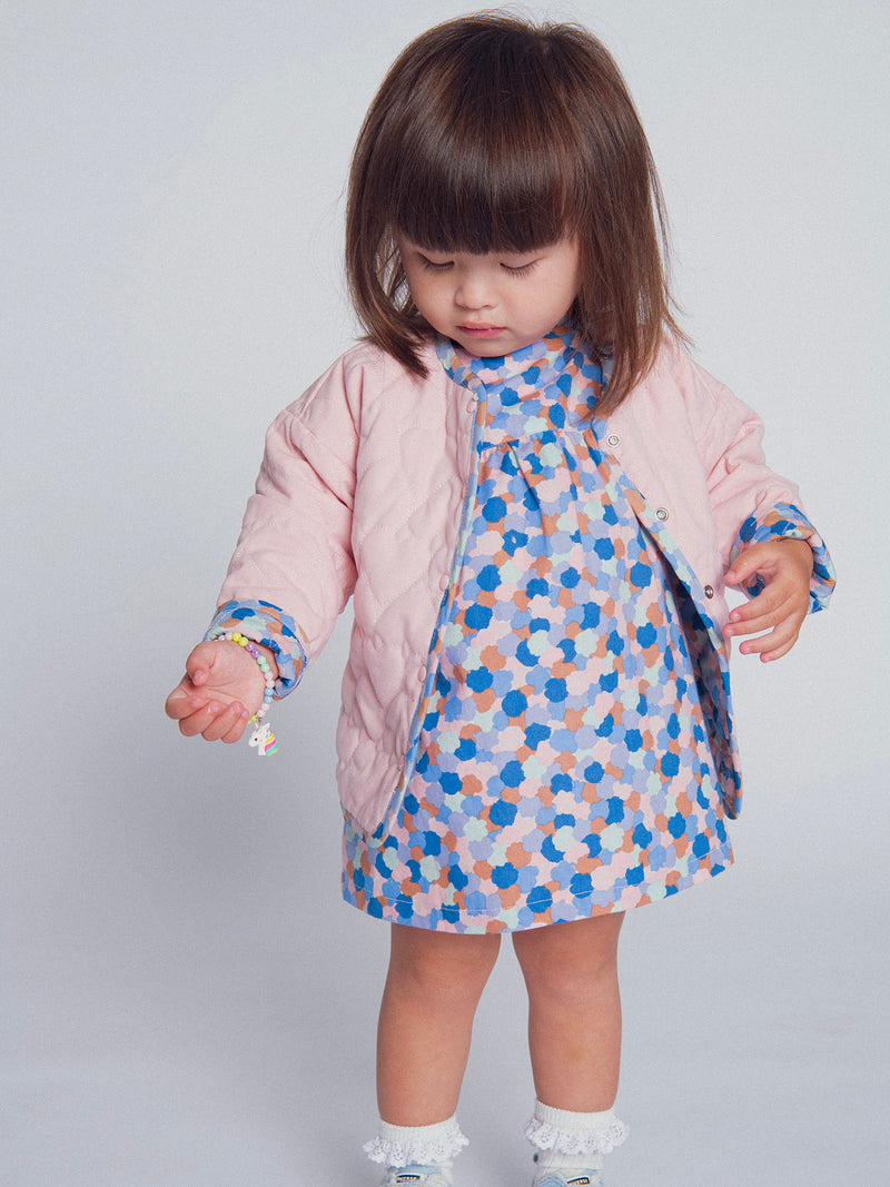 Cardigan reversibile imbottito rosa con cuori per bambina