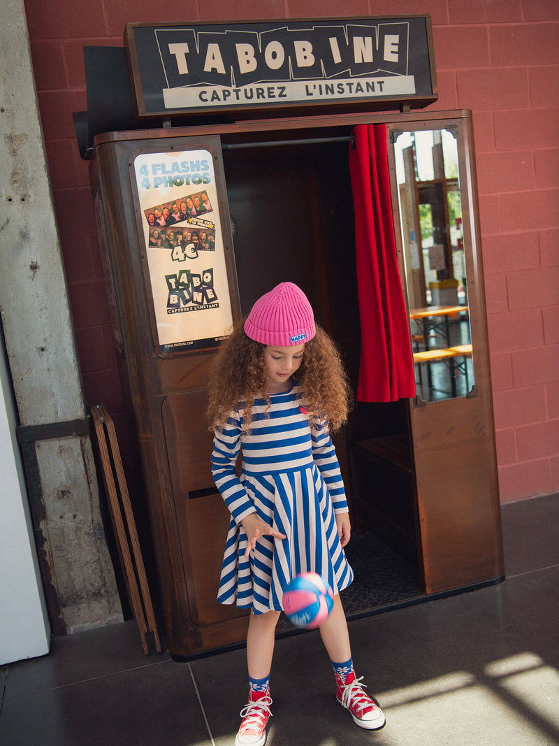 Vestito a righe rosa e blu per ragazze