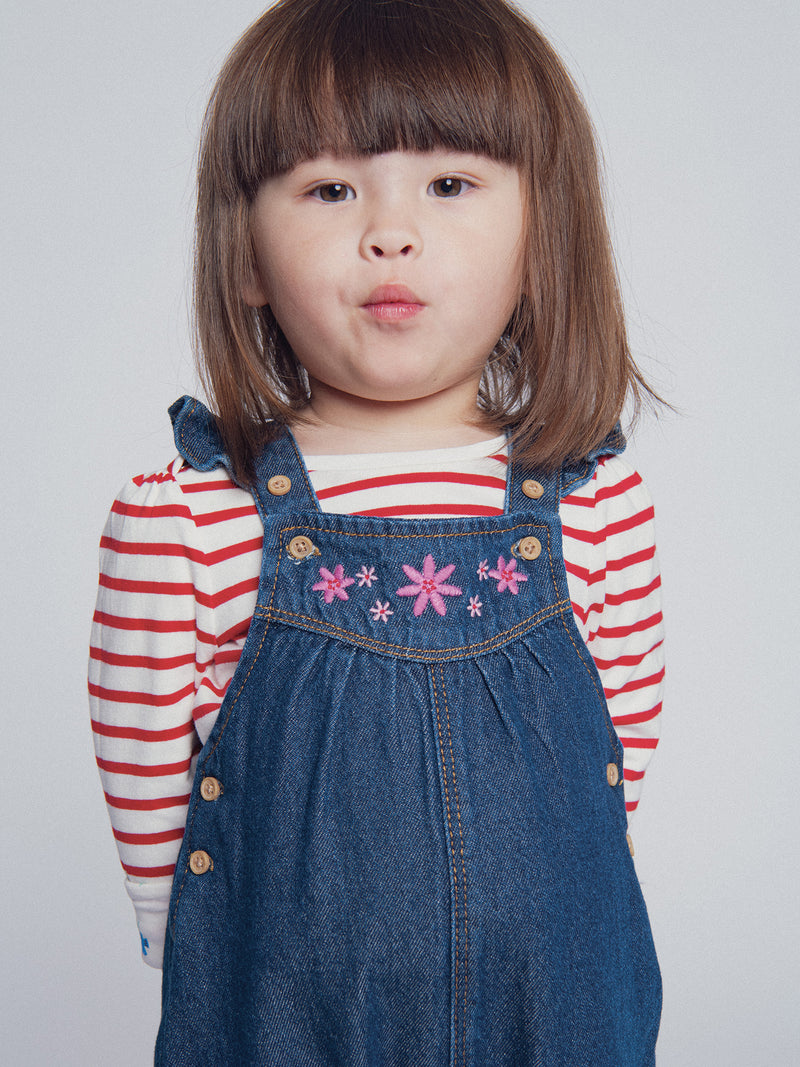 T-shirt reversibile ecru e a righe "ARTY SCHOOL" per bambine