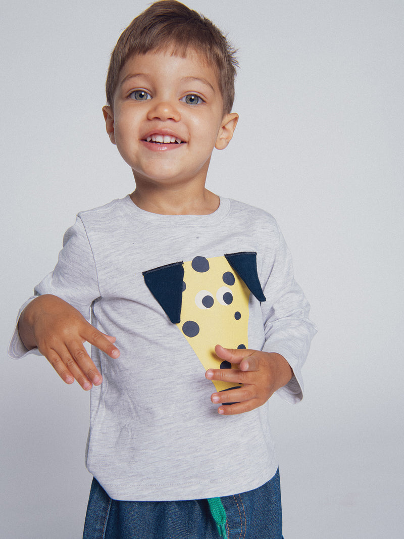 T-shirt grigia melange "ARTY SCHOOL" per bambini