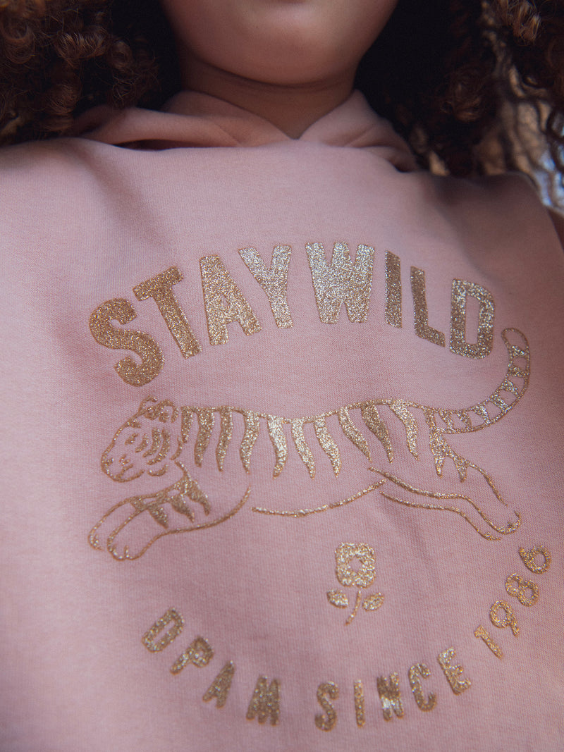 Sweatshirt rosa con cappuccio e animazione di tigre per ragazze