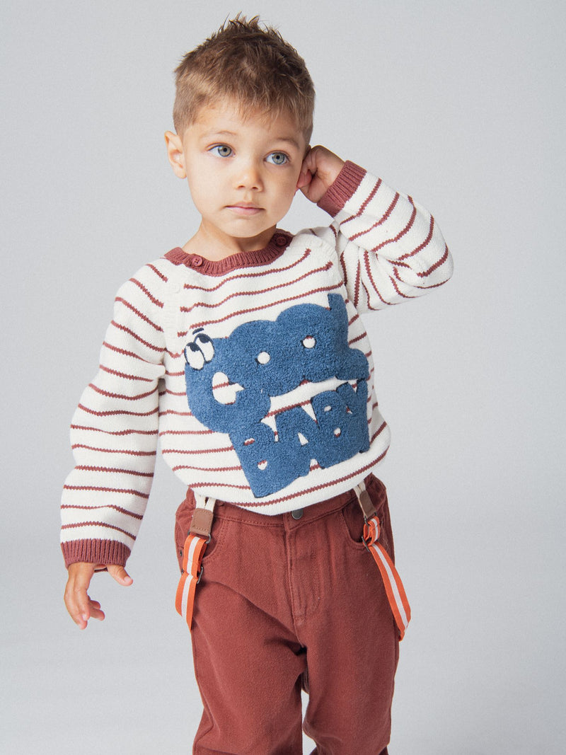Maglione a righe ecru "Cool Baby" per ragazzi