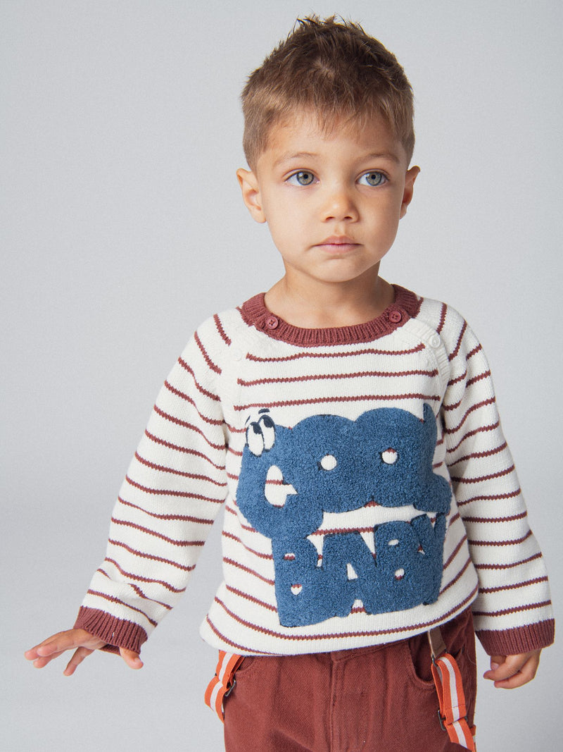 Maglione a righe ecru "Cool Baby" per ragazzi