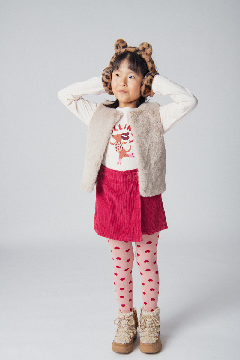 Cardigan reversibile in pelliccia sintetica con stampa leopardata per ragazze
