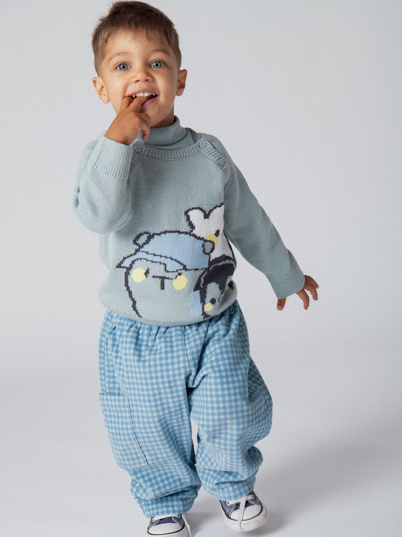Maglione jacquard "Pinguino e Orsetti" per neonato maschio
