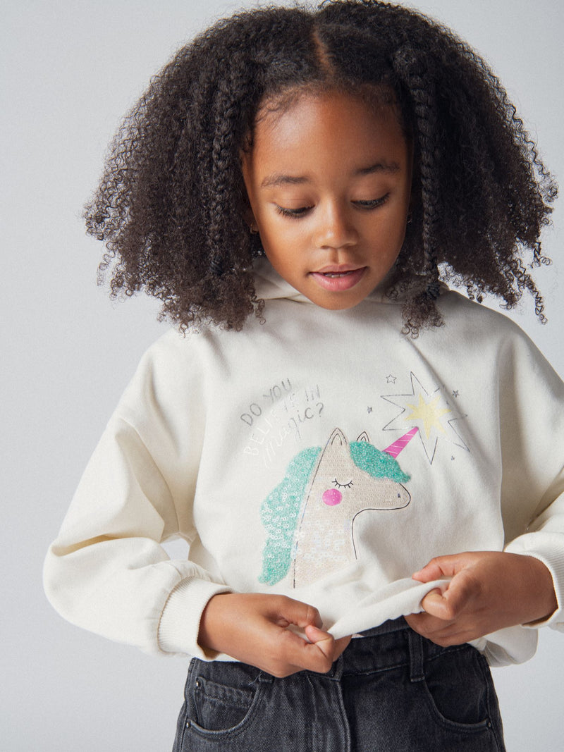 Sweat à capuche animation licorne pour fille