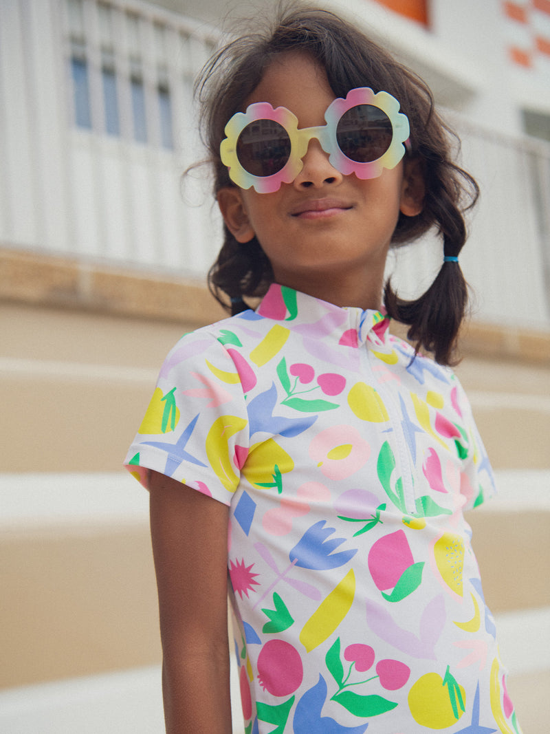 Set da bagno UPF 50+ a 2 pezzi con stampa colorata per ragazza