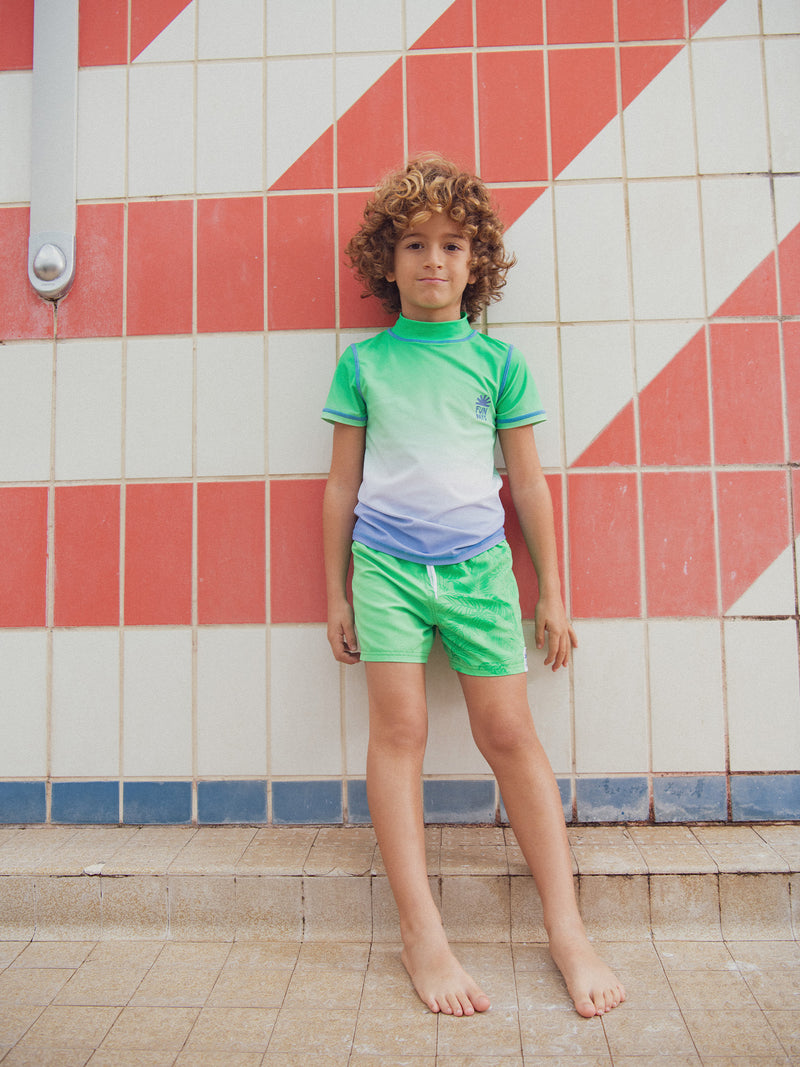 T-shirt da bagno UPF 50+ bicolore tie&dye per bambini