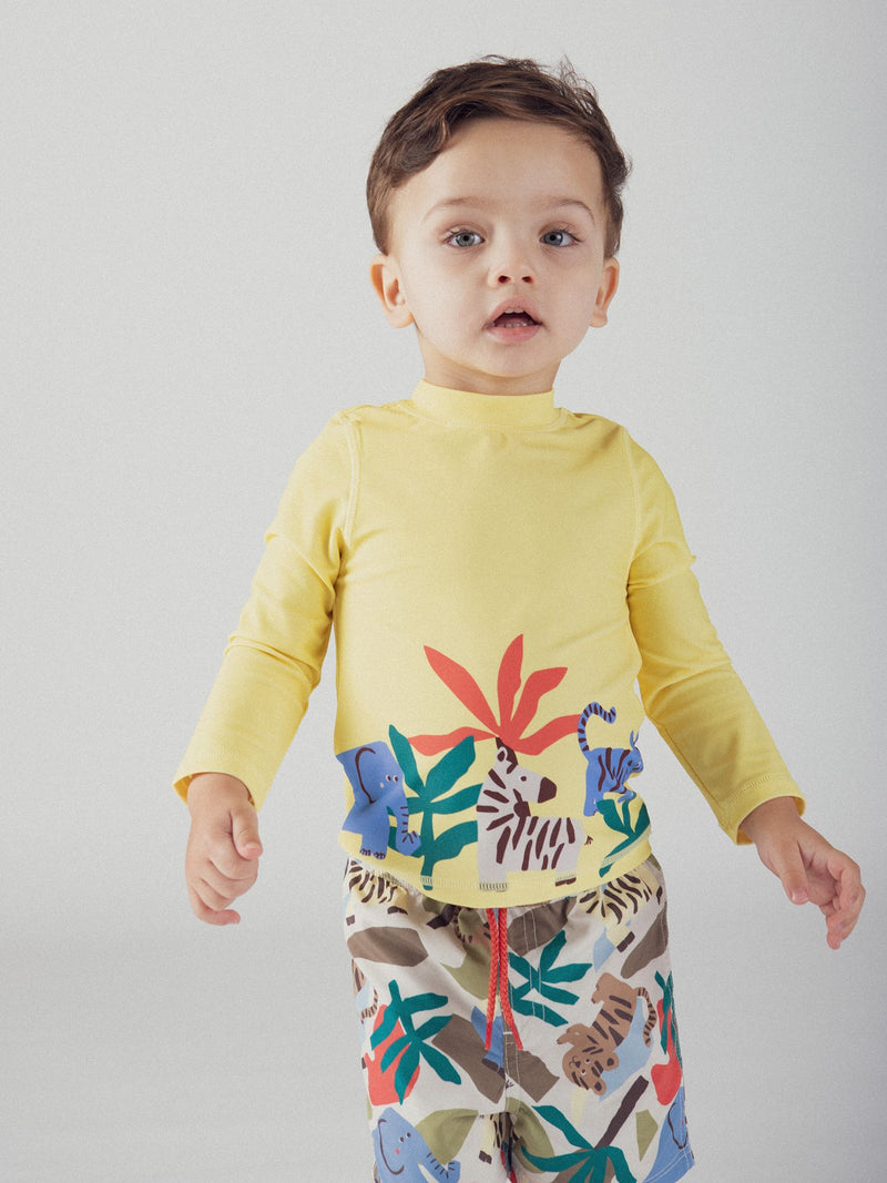 Tee shirt da bagno UPF 50+ giallo per bambino